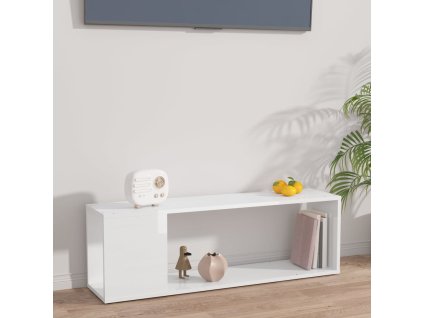 TV stolek bílý s vysokým leskem 100x24x32 cm kompozitní dřevo 809167