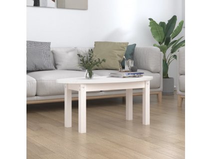 Konferenční stolek bílý 80 x 40 x 35 cm masivní borové dřevo 822348