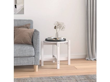 Konferenční stolek bílý Ø 52,5 x 45 cm masivní borové dřevo 822308