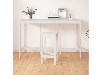 Barový stůl bílý 180 x 80 x 110 cm masivní borové dřevo 822163