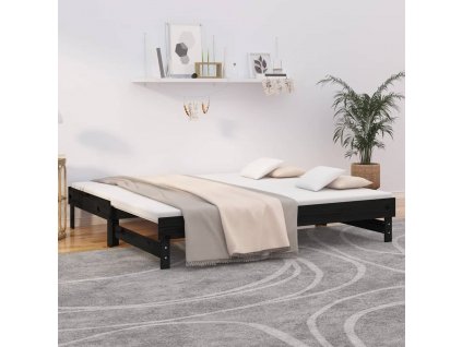 Výsuvná postel černá 2x (90 x 190) cm masivní borovice 823393