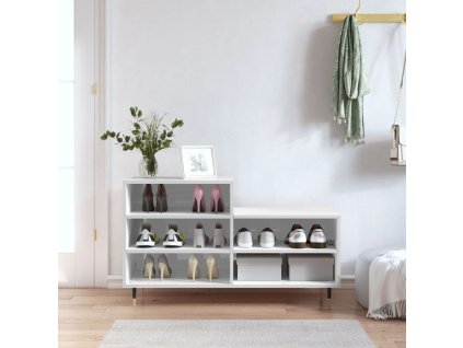 Botník bílý s vysokým leskem 102x36x60 cm kompozitní dřevo 831382