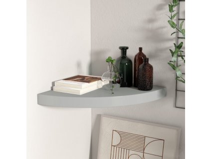 Plovoucí rohová police šedá 35 x 35 x 3,8 cm MDF 323922