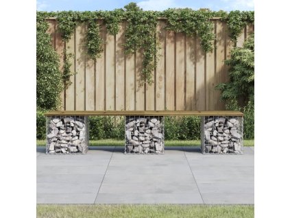 Zahradní lavice gabionový design 203 x 44 x 42 cm borové dřevo 834343