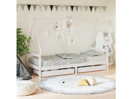 Dětská postel se zásuvkami bílá 80x200 cm masivní borové dřevo