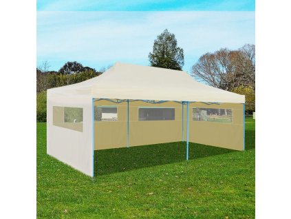 Krémový skládací nůžkový party stan 3 x 6 m 41582