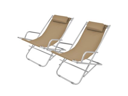 Polohovatelné zahradní židle 2 ks ocel taupe 44298