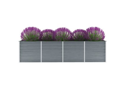 Vyvýšený záhon pozinkovaná ocel 320 x 80 x 77 cm šedý 44844