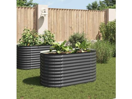 Vyvýšený záhon 160 x 80 x 81 cm pozinkovaná ocel šedý 45524