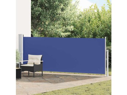 Zatahovací boční markýza/zástěna na terasu 140 x 500 cm modrá 48396