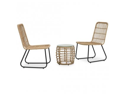 3dílný bistro set polyratan dub 48583