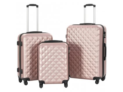 Sada skořepinových kufrů na kolečkách 3 ks růžová zlatá ABS