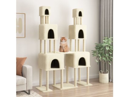Škrabadlo pro kočky se sisalovými sloupky krémové 199 cm 172079