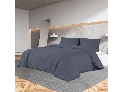 Sada ložního prádla antracitová 200 x 200 cm lehké mikrovlákno 135944