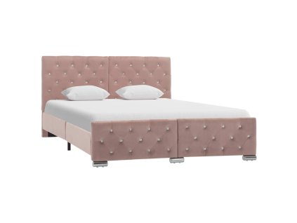 Rám postele růžový samet 140 x 200 cm 286826