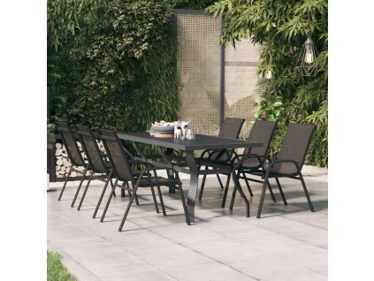 Zahradní stůl šedočerný 180 x 80 x 70 cm ocel a sklo 318771