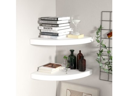 Plovoucí rohové police 2 ks bílé 35x35x3,8 cm MDF 323917