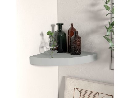 Plovoucí rohová police šedá 25 x 25 x 3,8 cm MDF 323901