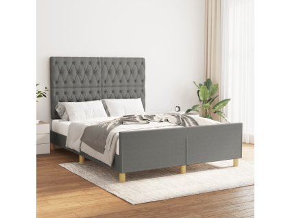 Rám postele bez matrace tmavě šedý 140 x 190 cm textil 3125293