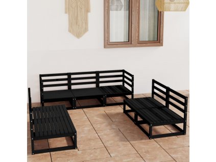 7dílná zahradní sedací souprava černá masivní borovice 3075423