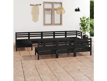 10dílná zahradní sedací souprava černá masivní borovice 3083368