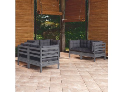 6dílná zahradní sedací souprava s poduškami masivní borovice 3096246