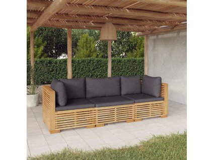 3dílná zahradní sedací souprava s poduškami masivní teak 3100866