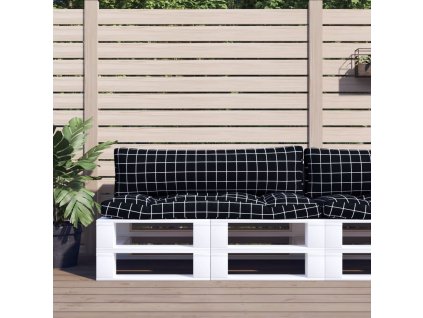 Podušky na nábytek z palet 2 ks černé kostkovaný vzor oxford 360938