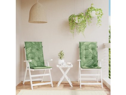 Podušky na židli s vysokým opěradlem 2 ks vzor listů textil 361265