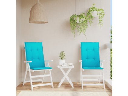 Podušky na židli s vysokým opěradlem 2 ks tyrkysové textil 361271