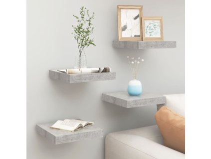 Plovoucí nástěnné police 4 ks betonově šedé 23x23,5x3,8 cm MDF 326590