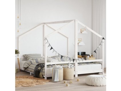 Dětská postel bílá 2x (90 x 190) cm masivní borové dřevo