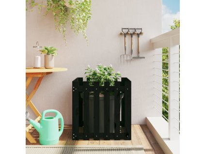 Zahradní truhlík plotový design černý 60x60x60cm masiv borovice 832459