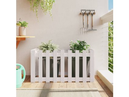 Vyvýšený záhon plotový design bílý 100x50x50 cm masiv borovice 832478