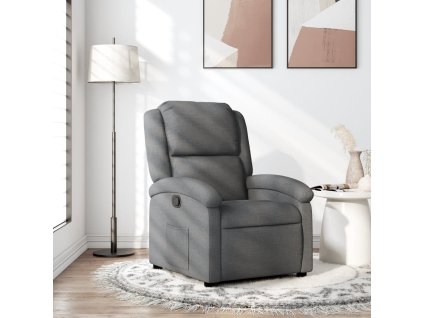 Polohovací křeslo tmavě šedé textil 371752
