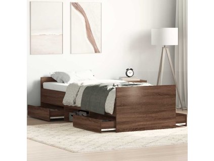 Rám postele s hlavovým a nožním čelem hnědý dub 75 x 190 cm 3203823