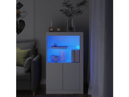 Odkládací skříňka s LED osvětlením bílá kompozitní dřevo 836623