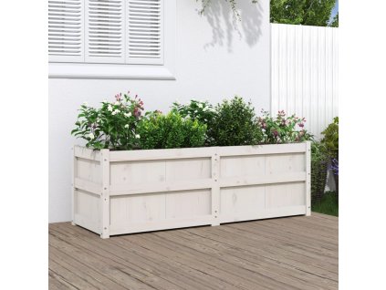 Zahradní truhlík bílý 150 x 50 x 50 cm masivní borovice 837485