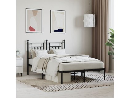 Kovový rám postele s čelem černý 120 x 190 cm 353534