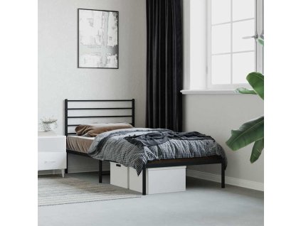 Kovový rám postele s čelem černý 80 x 200 cm 352310