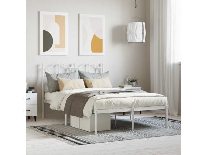 Kovový rám postele s čelem bílý 120 x 200 cm 353486