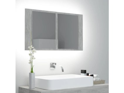 LED koupelnová skříňka se zrcadlem betonově šedá 80x12x45 cm 804968