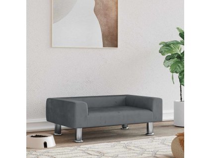 Pelíšek pro psy tmavě šedý 70 x 45 x 26,5 cm samet 171920