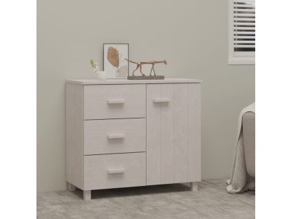 Příborník HAMAR bílý 90 x 40 x 80 cm masivní borovice 340429