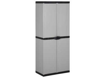 Zahradní úložná skříň se 3 policemi šedá a černá 68x40x168 cm 340984