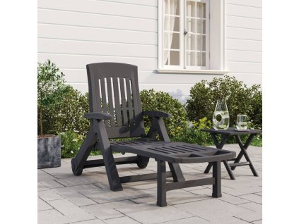 Skládací zahradní lehátko s kolečky antracitové PP 364698