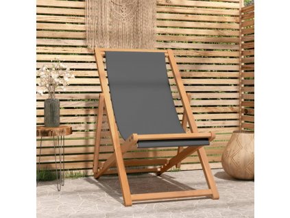 Skládací plážové křeslo masivní teak šedé 47415
