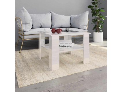 Konferenční stolek bílý lesklý 60 x 60 x 42 cm kompozitní dřevo 800213