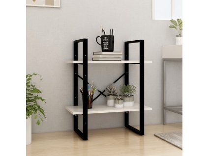 Knihovna se 2 policemi bílá 60 x 30 x 70 cm masivní borovice 806433