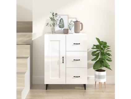 Příborník bílý s vysokým leskem 69,5x34x90 cm kompozitní dřevo 812237